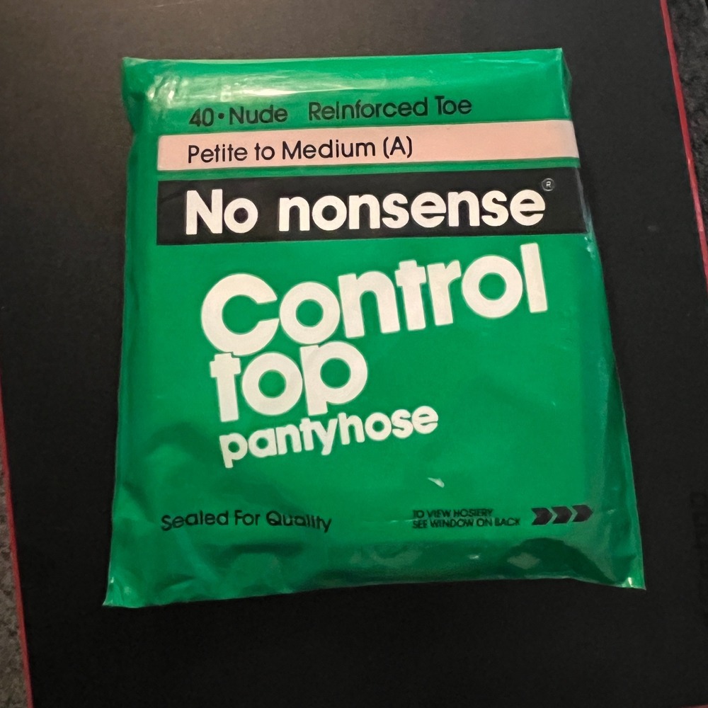 Vintage 1990 No Nonsense Control Top Pantyhose Nude Reinforced Toe Size A USA